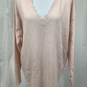 Current/Elliot Wool & Cashmere "Destroyed" Pink Sweater